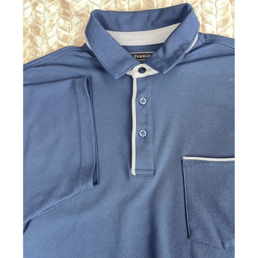 Pebble Beach Men's Short Sleeve Dry-Luxe Performance‎ Polo Blue Sz M